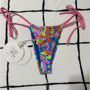 NWT Princess Polly Sasha Eco Nylon Bikini Bottoms Blue Multi Color
